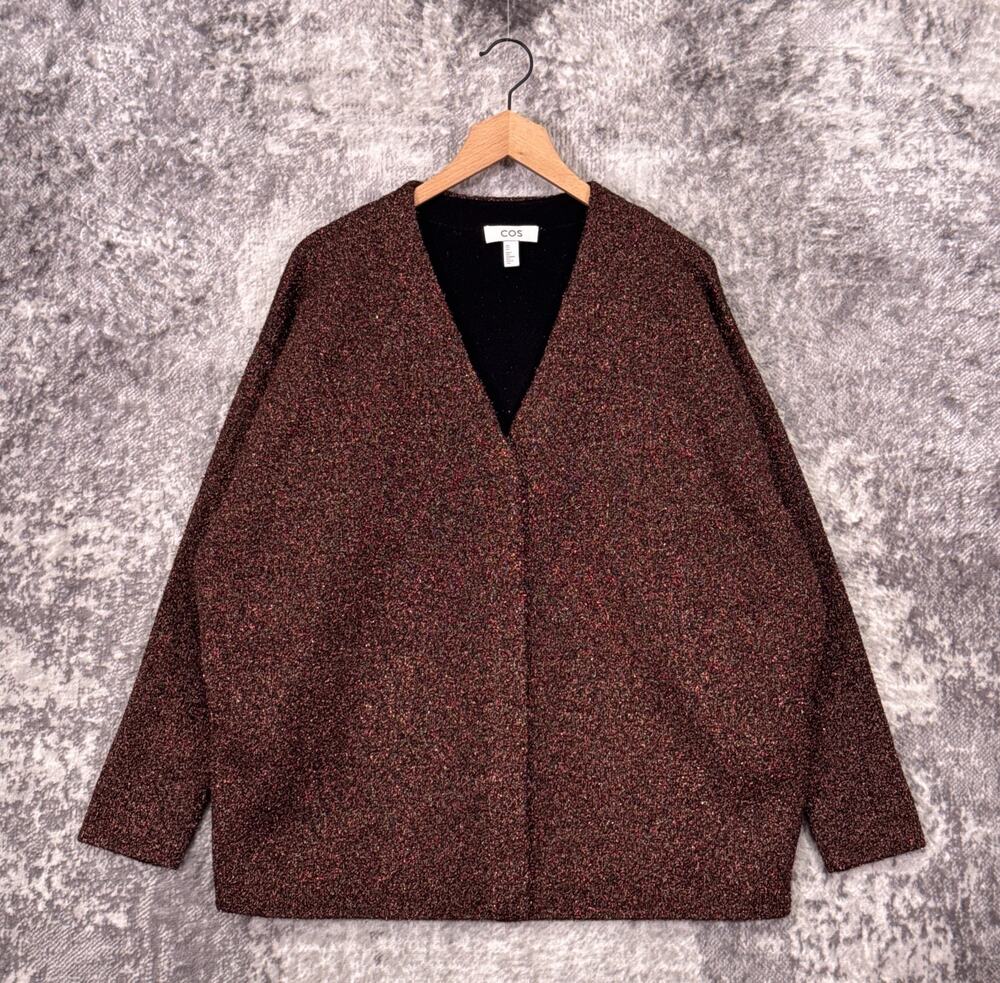 COS Sweater Medium Womens Wool Blend Bronze Metallic Oversized Cardigan